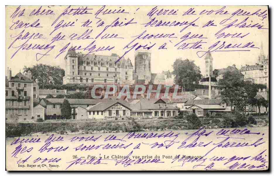 CPA Pau Le Chateau Vue Prise du Pont de Jurancon