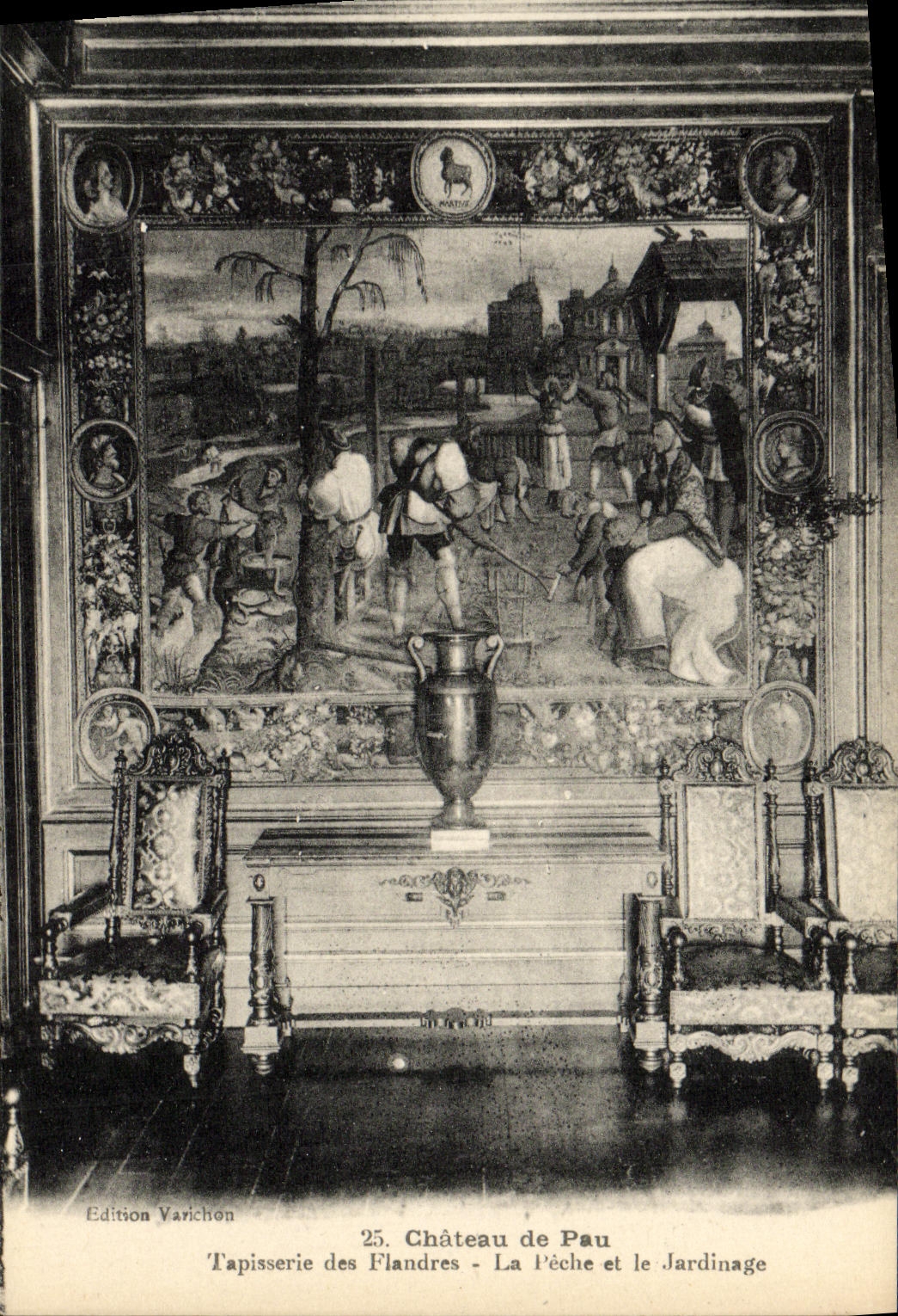 Château de Pau — Tapisserie des Flandres : La Pêche et le Jardinage — Édition Varichon, n°25