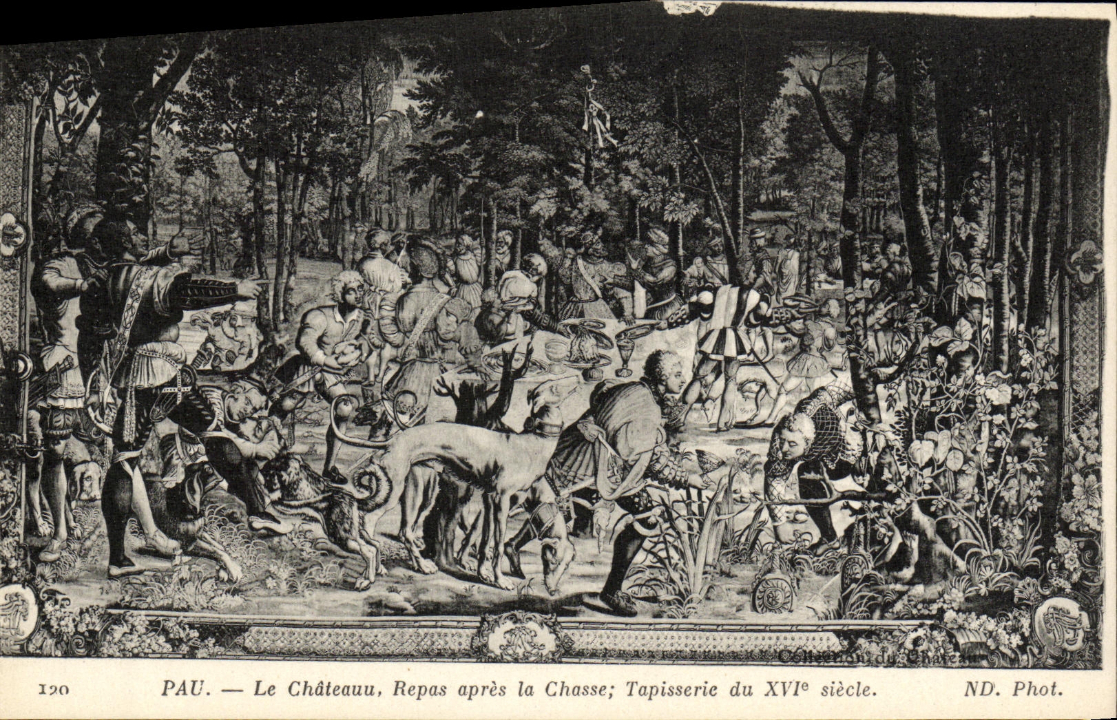 PAU — Das Schloss, Mahl nach der Jagd; Tapestry of the 16th Century — ND. Phot.