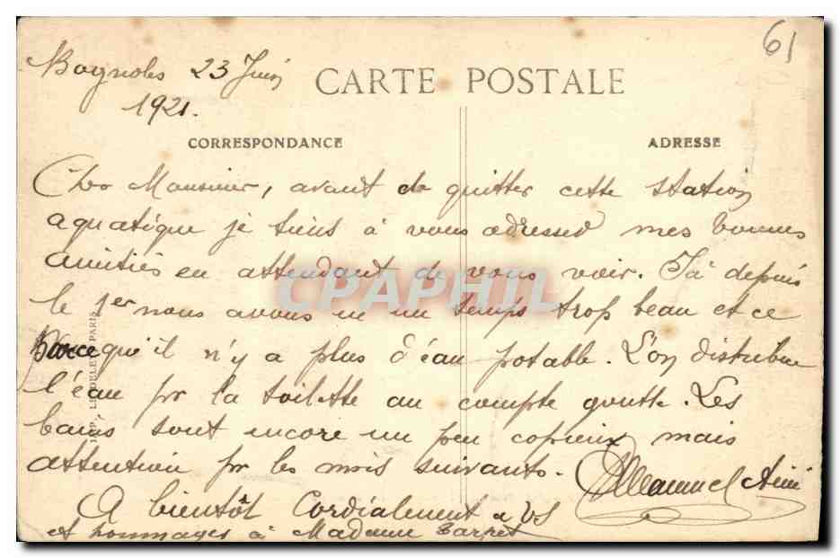 Bagnoles-de-l'Orne (Entornos) — El Castillo de Lassay — editor BPD, n°23 — Reverso