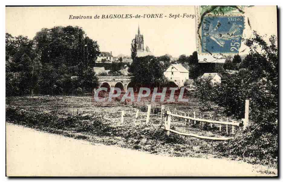 Environs de BAGNOLES-de-l'ORNE - Sept-Forges — vue de la chapelle et du pont — éditeur non visible