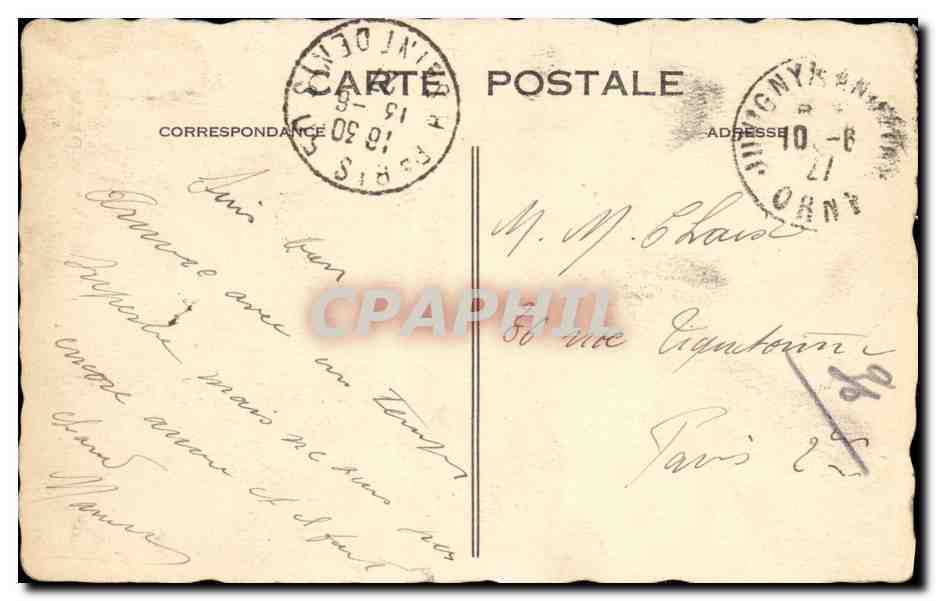 CPA Bagnoles De L Orne Allee de Pins dans le Parc des Thermes — Rückseite