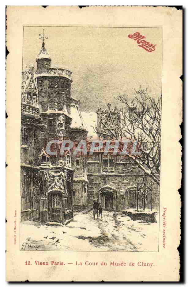 CPA Vieux Paris La Cour du Musee de Cluny Publicite Maggi