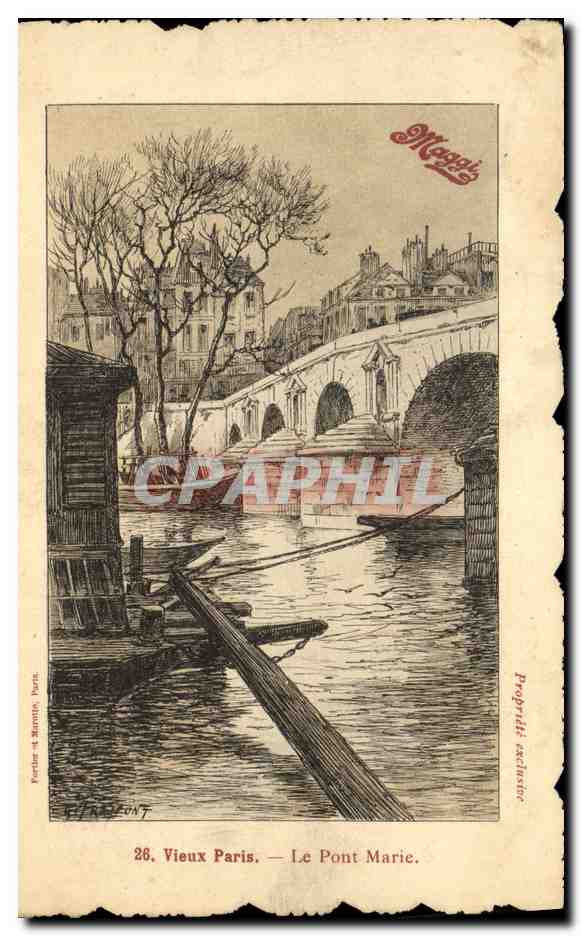 CPA Le Vieux Paris Le Pont Marie Publicite Maggi