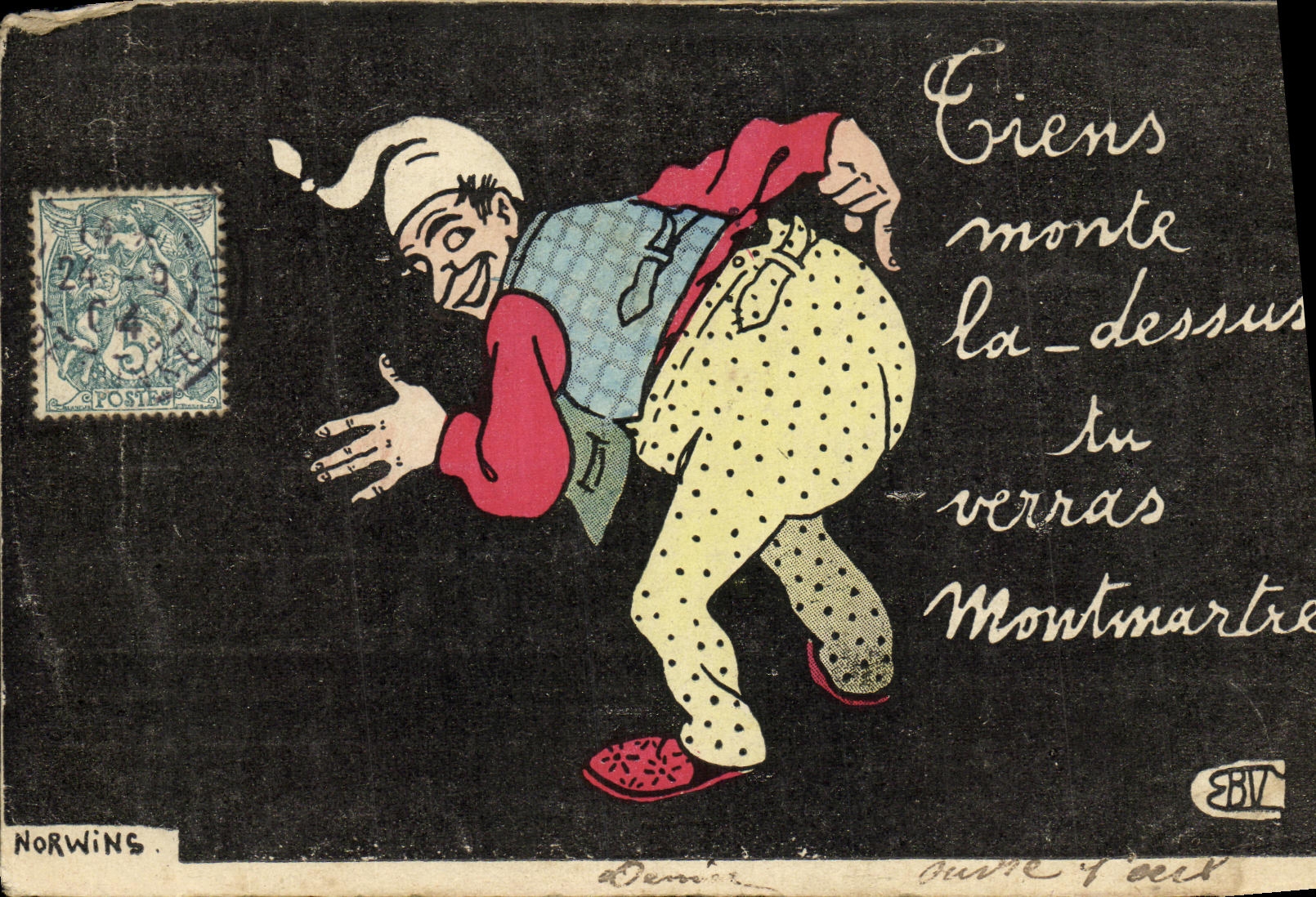 CPA Tiens montes la dessus tu verras Montmartre Paris Humour