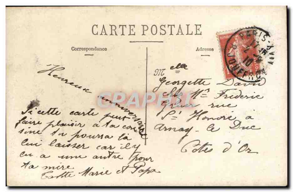 CARTE PHOTO Paris Hotel meuble Paris 17eme — Rückseite