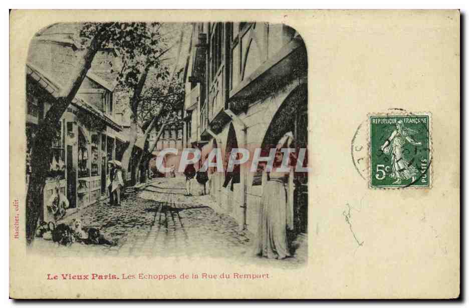 CPA Vieux Paris Les Echoppes de la Rue du Rempart