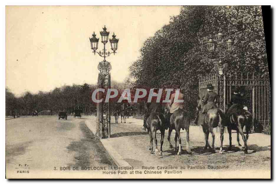 CPA Paris Bois De Boulogne Route Cavaliere au Pavillon Dauphine Chevaux 