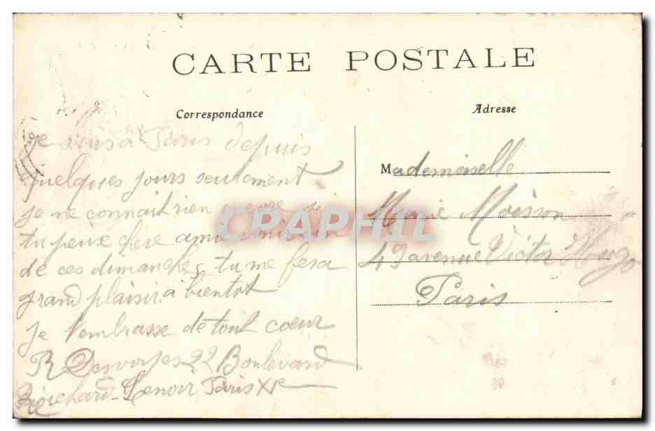 CPA Paris Panorame Vers le Boulevard Richard Lenoir  — Rückseite