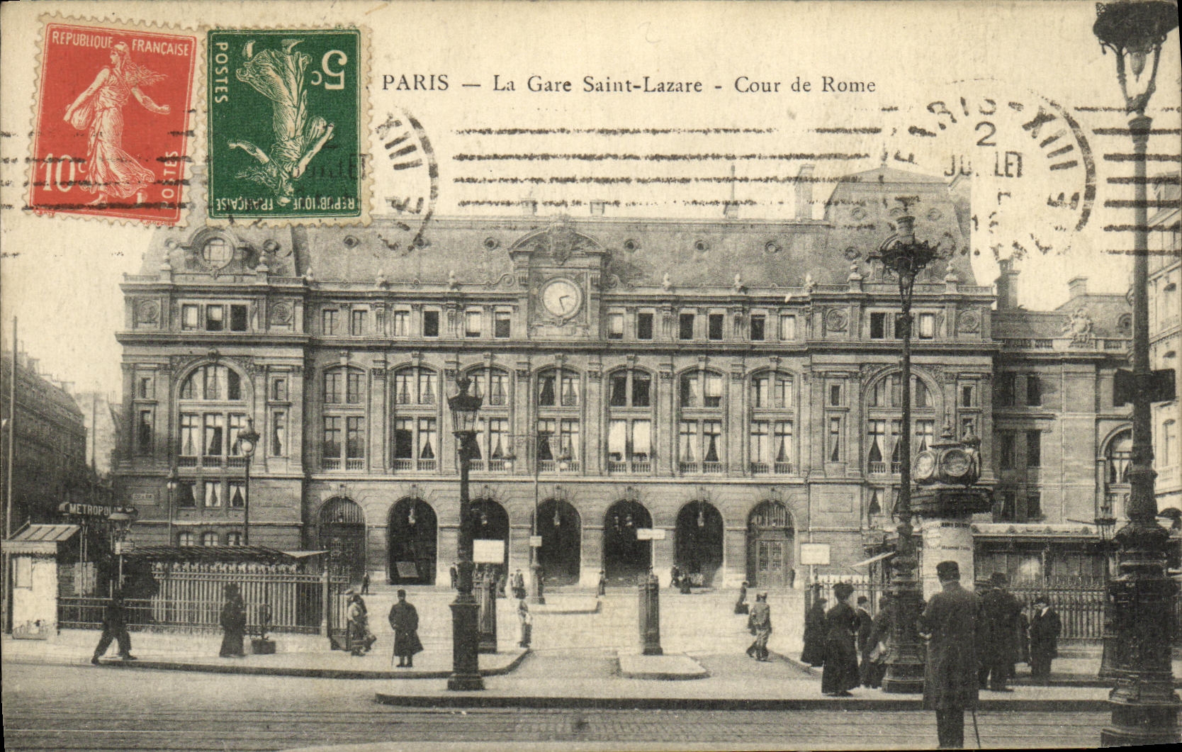CPA Paris La Gare Sainte Lazare Cour de Rome