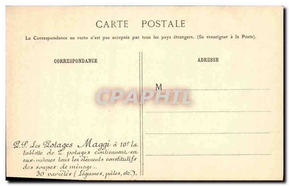 CPA Paris Place Maubert Publicite Maggi — Rückseite