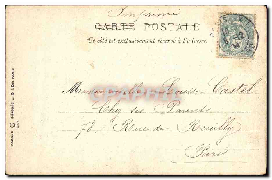 CPA Paris Square du temple — Rückseite