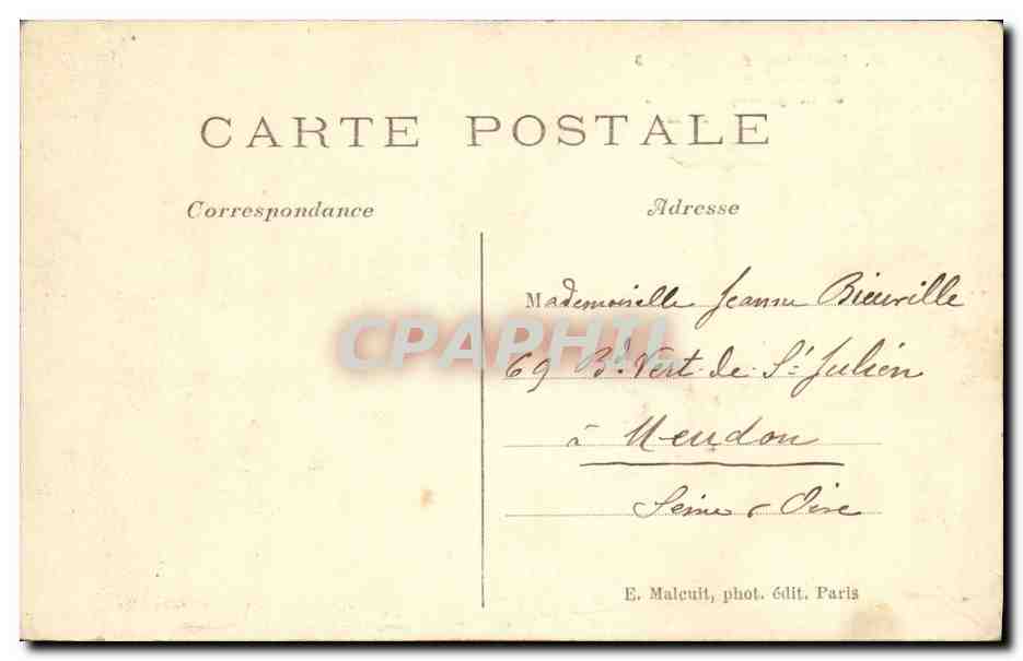 CPA Paris Inondations de janvier 1910 Les pelouss du moulin de Longchamps inondes Moulin — Rückseite
