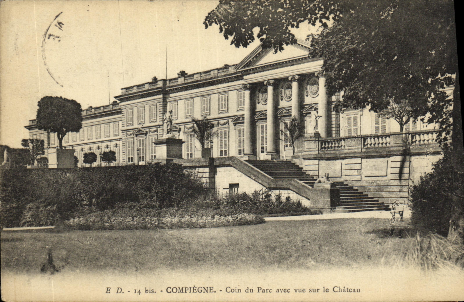 Compiègne — Corner of the Park with View of the Castle — E.D. 14 bis