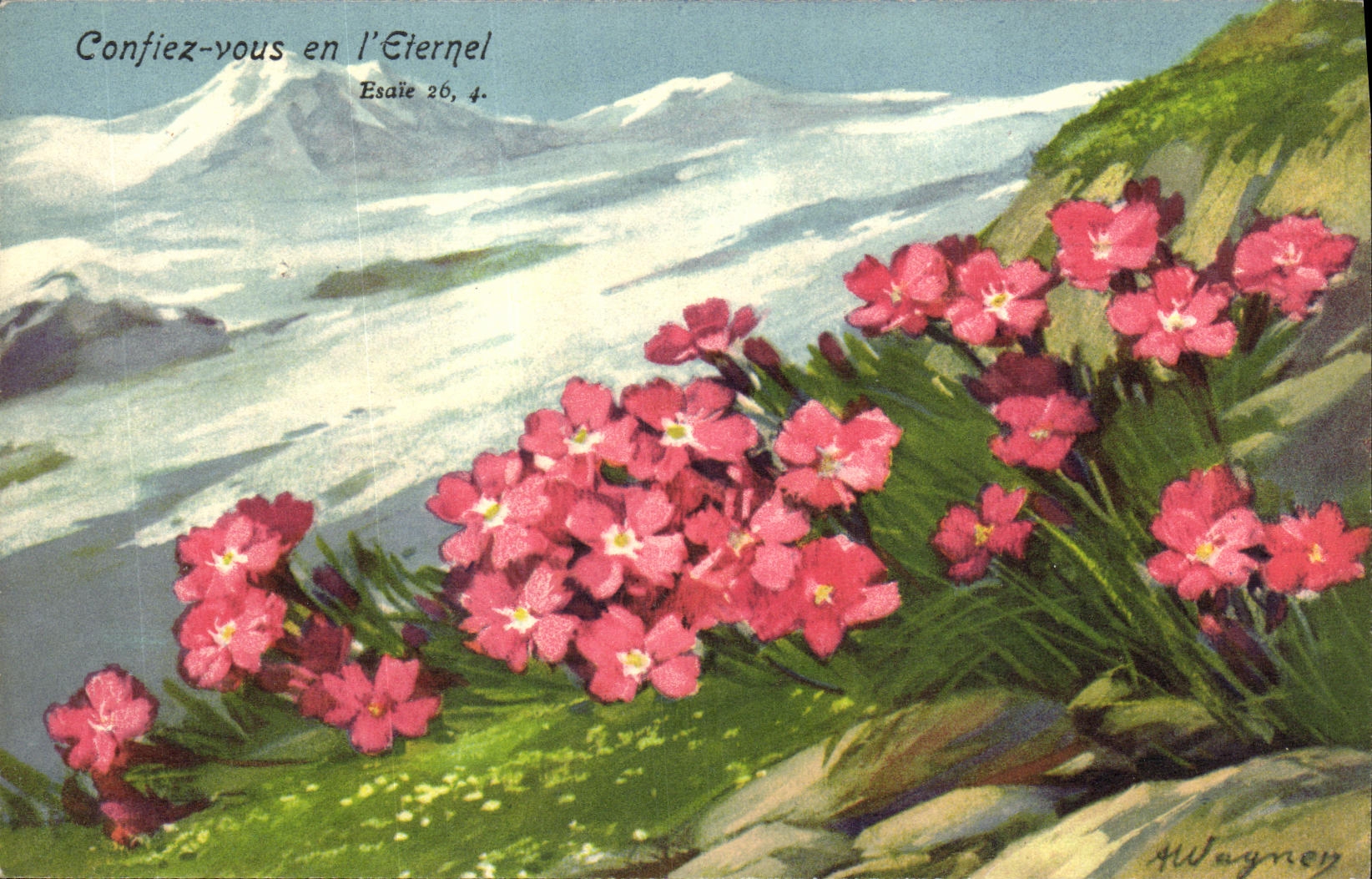 CPA Confiez Yous en l Eternel Fleurs 