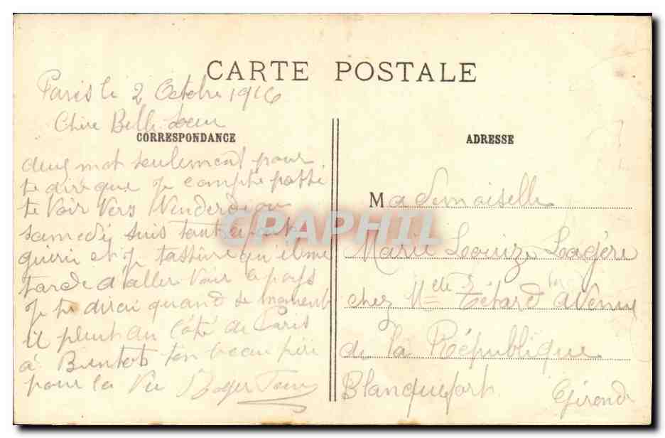 CPA Paris La Gare de L Est — Rückseite