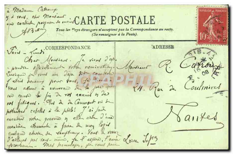 CPA Paris Notre Dame Groupe de Chimeres — Rückseite