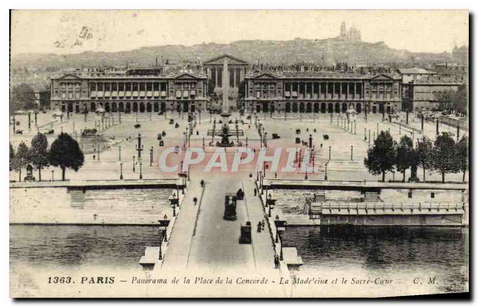 Paris — Panorama de la Place de la Concorde — La Madeleine et le Sacré-Cœur — C. M. n°1363