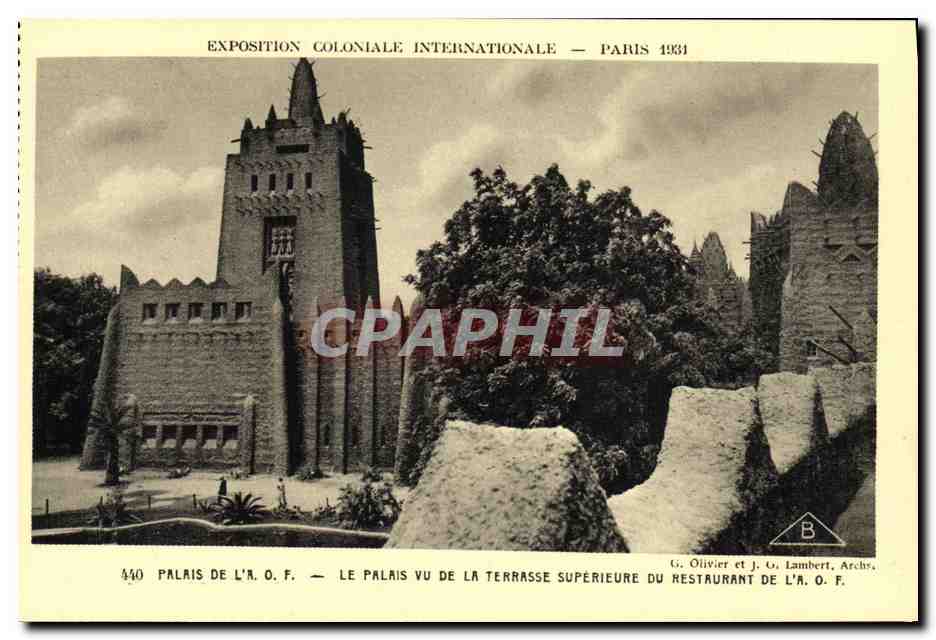 CPA Paris Le Palais Vu De La Terrasse Superieure Du Restaurant de l AOF Exposition coloniale internationale 1931