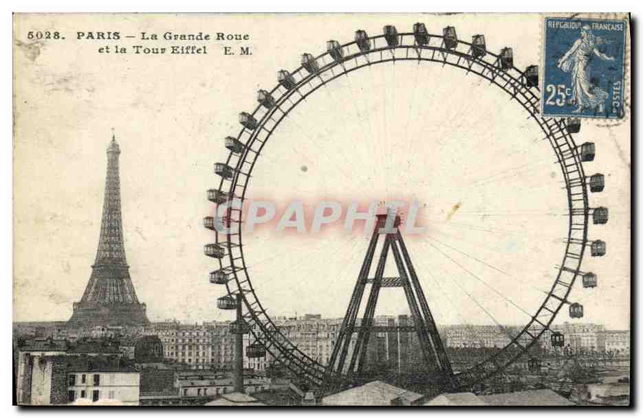 CPA Paris La Grande Roue et la Tour Eiffel