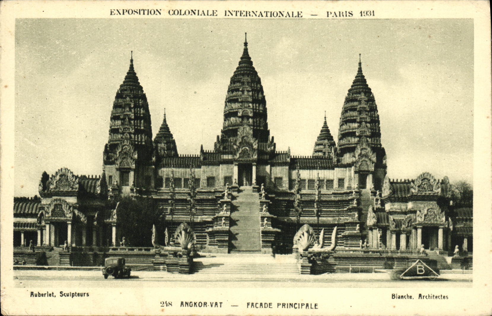 Antike Ansichtskarte Paris Exposition Coloniale Internationale 1931 Angkor Vat Facade principale