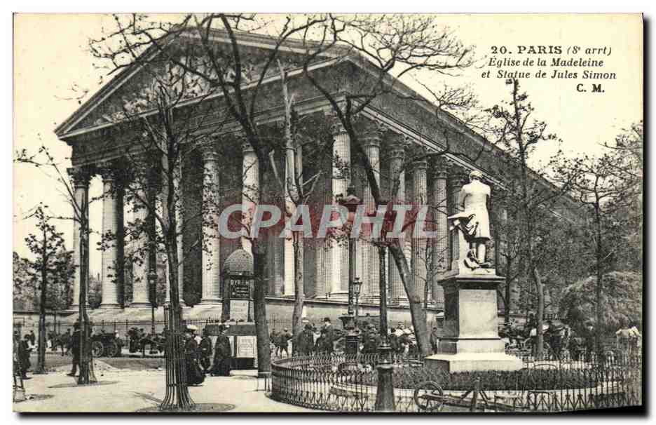 CPA Paris Eglise de la Madeleine et Statue de Jules Simon