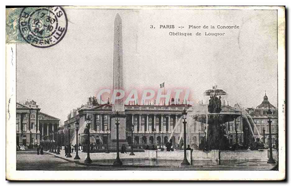 CPA Paris Place de la Concorde Obelisque de Louqsor 