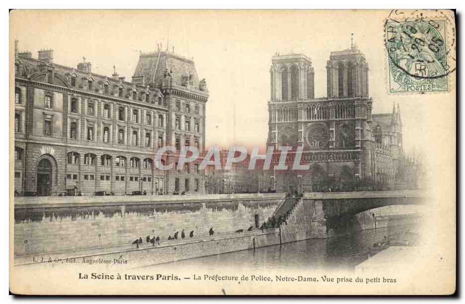 CPA La Seine a Travers Paris La Prefecture de Police Notre Dame Vue prise du petit bras