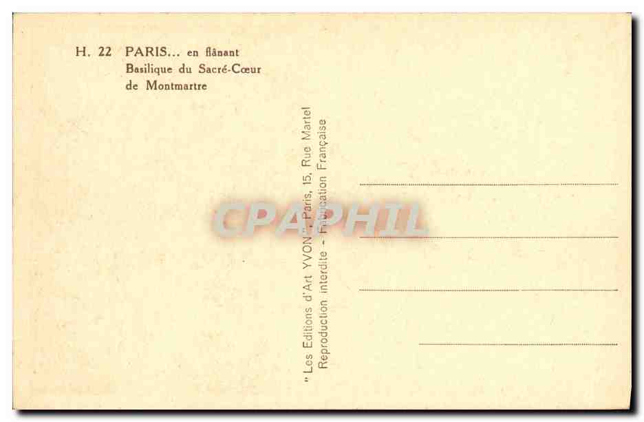 CPA Paris Basilique de Sacre Coeur  — Rückseite