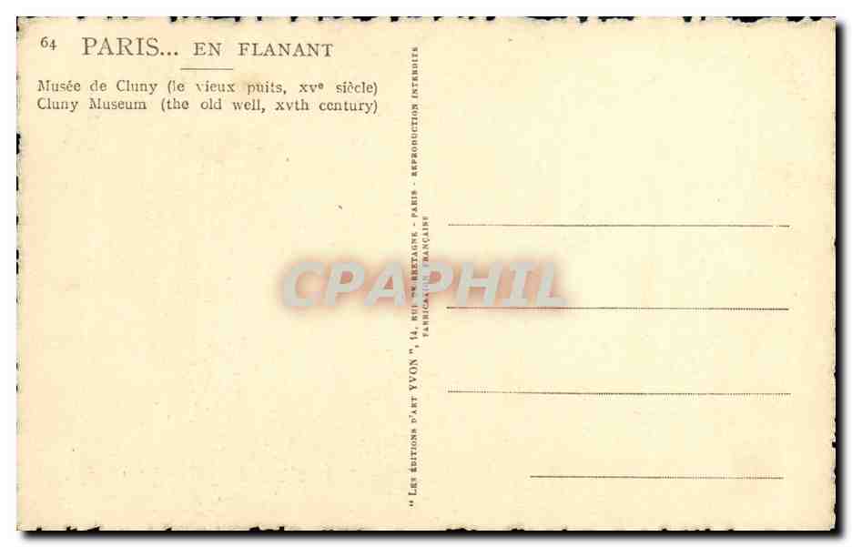 CPA Paris En Flanant Musee de Cluny Le vieux puits — Rückseite