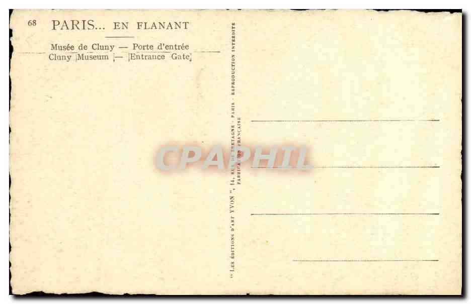 CPA Paris En Flanant Musee de Cluny Porte d entree — Rückseite