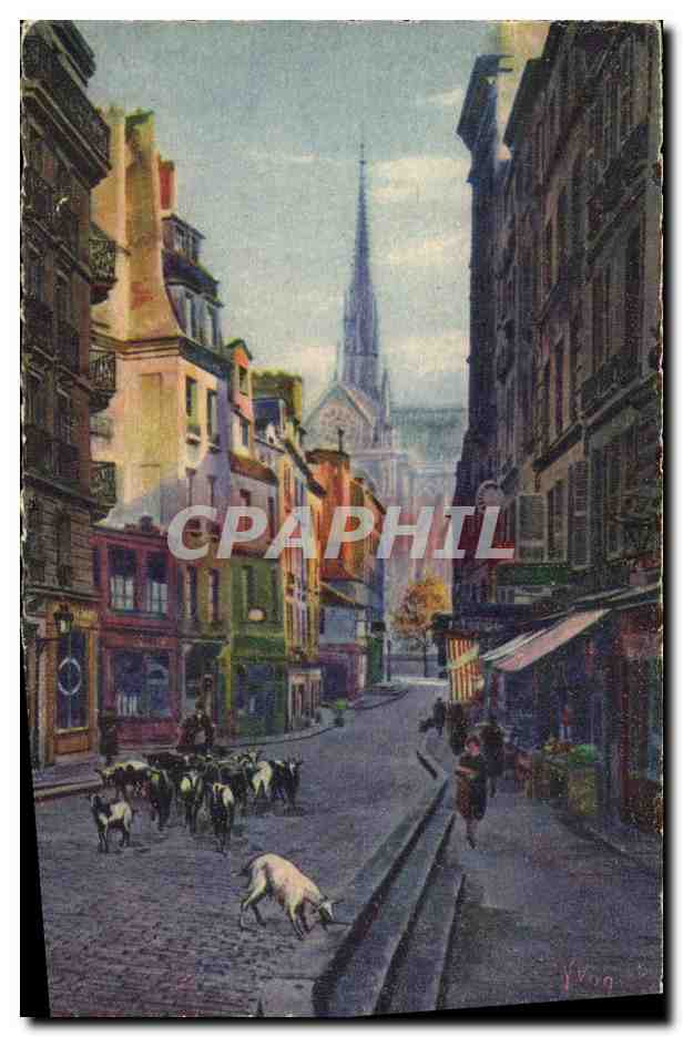 CPA Paris En Flanant Rue du Haut Pave Chevres Chien 