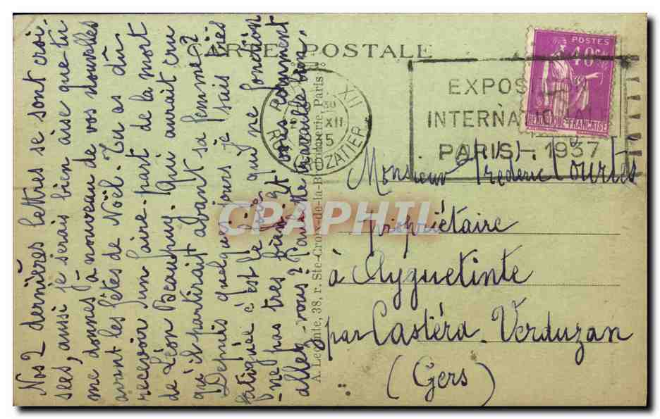 CPA Paris La Senat  — Rückseite