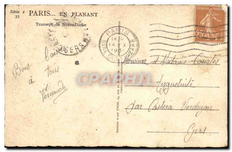 CPA Paris En Flanant Transept de Notre Dame  — Verso