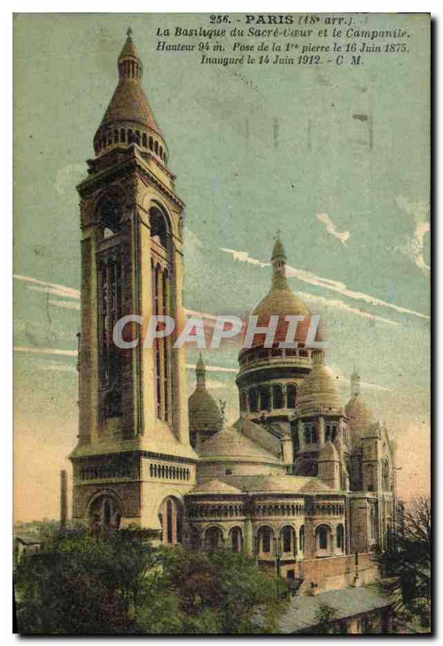 CPA Paris La Basilique du Sacre Coeur et le Campanile Montmartre