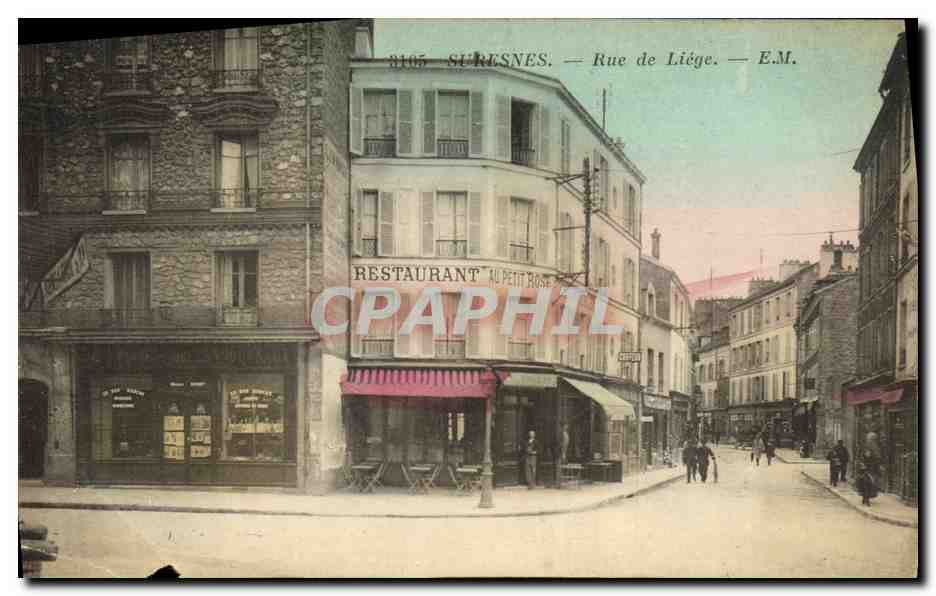 CPA Suresnes Rue de liege Restaurant au petit Rose