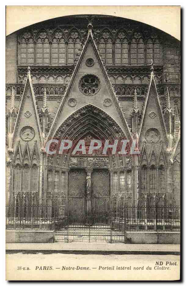 CPA Paris Notre Dame Portail Lateral nord du Cloitre 
