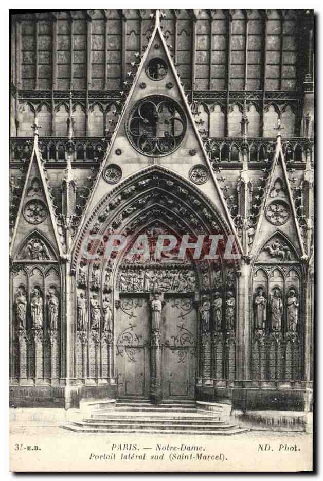 CPA Paris Notre Dame Portail Lateral Sud Saint Marcel
