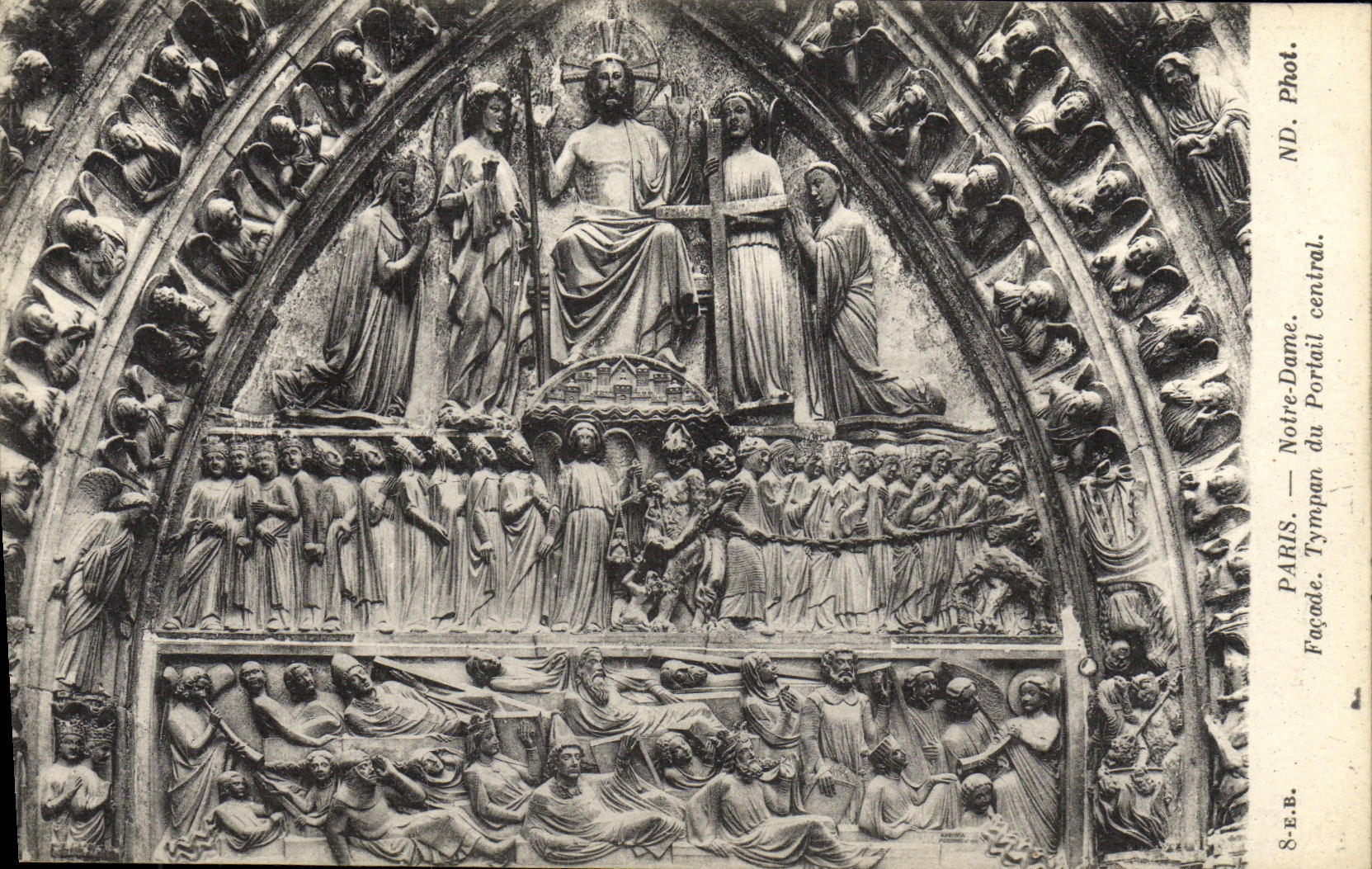 CPA Paris Notre Dame Facade Tympan du lateral central