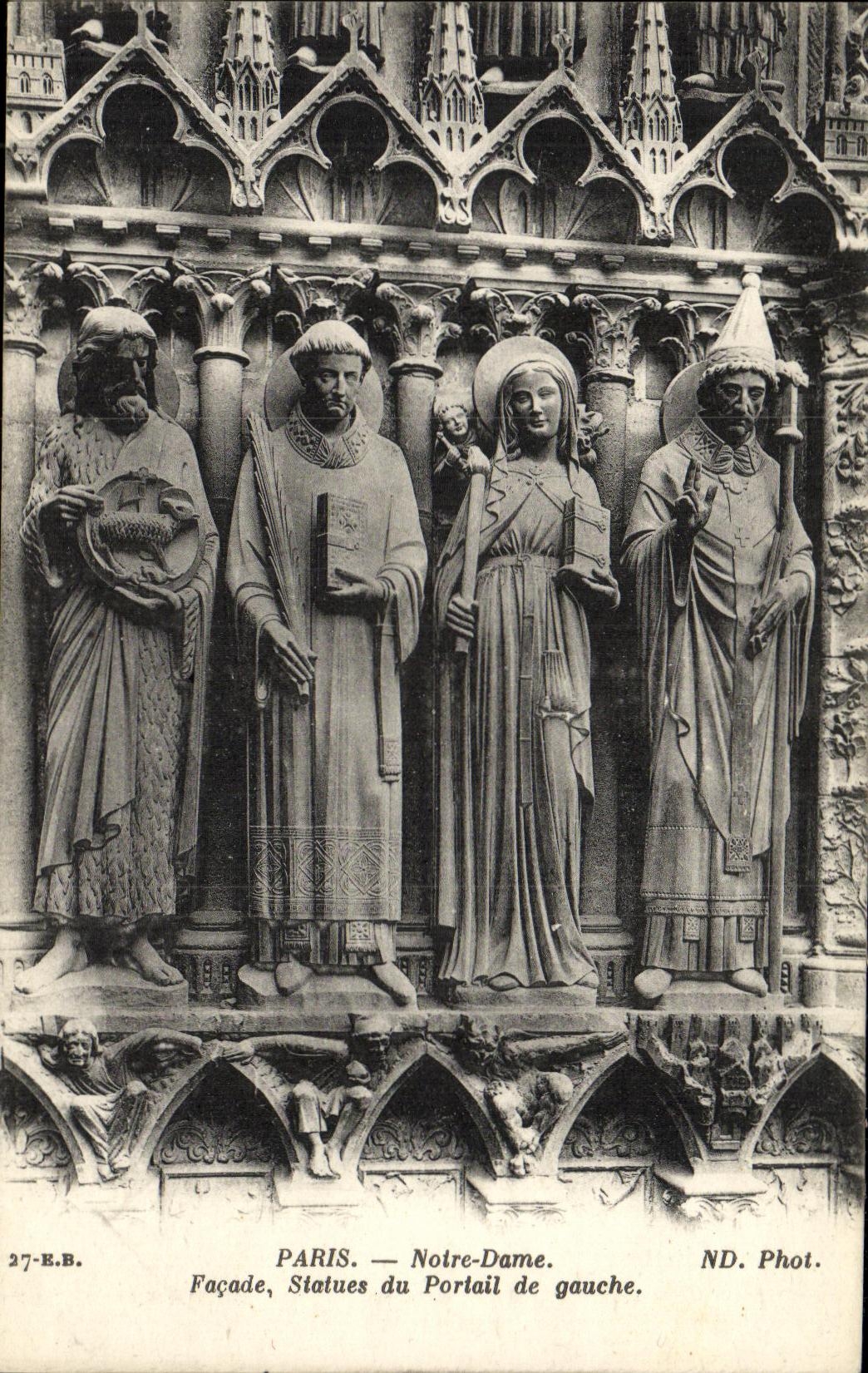 CPA Paris Notre Dame Facade Statues Du Portail de Gauche 