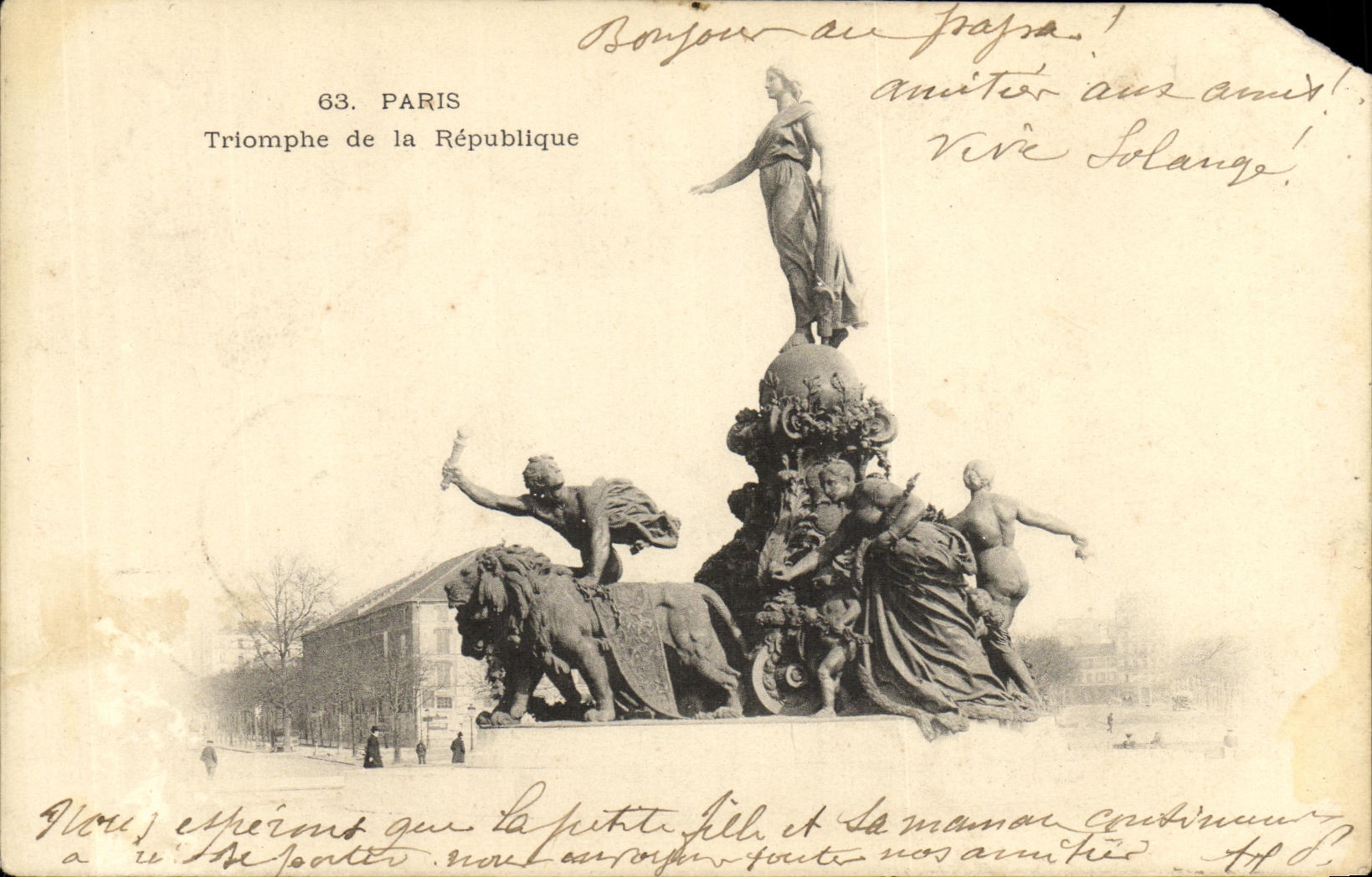 CPA Paris Triomphe de la Republique Lion