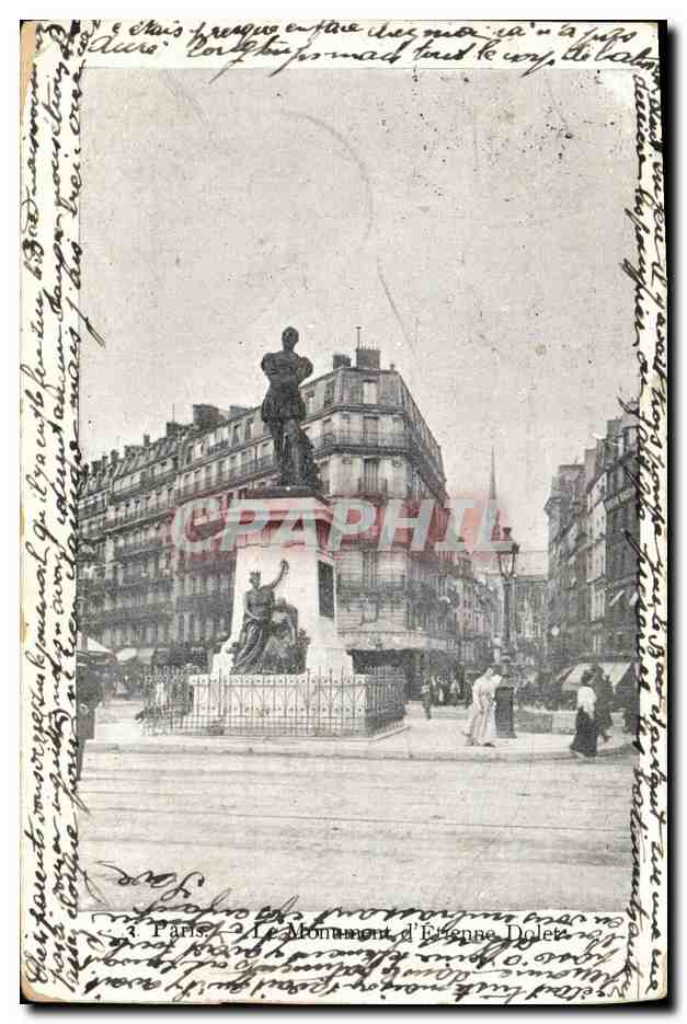 CPA Paris Le Monument d Etienne Dolet 