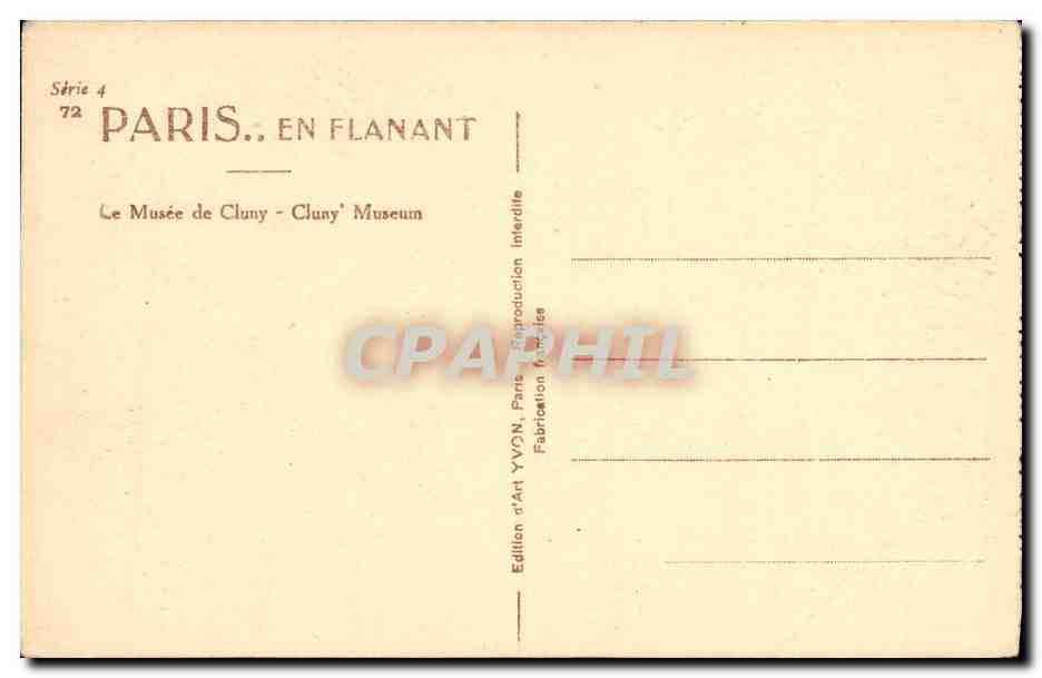 CPA Paris En Flanant Le Musee de Cluny  — Rückseite