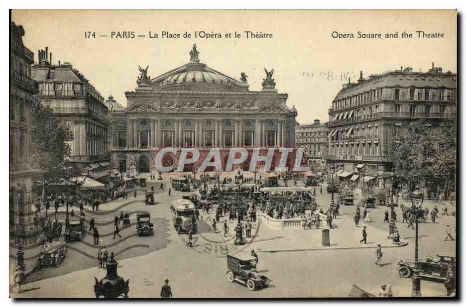 CPA Paris La Place De L Opera Et Le Theatre 