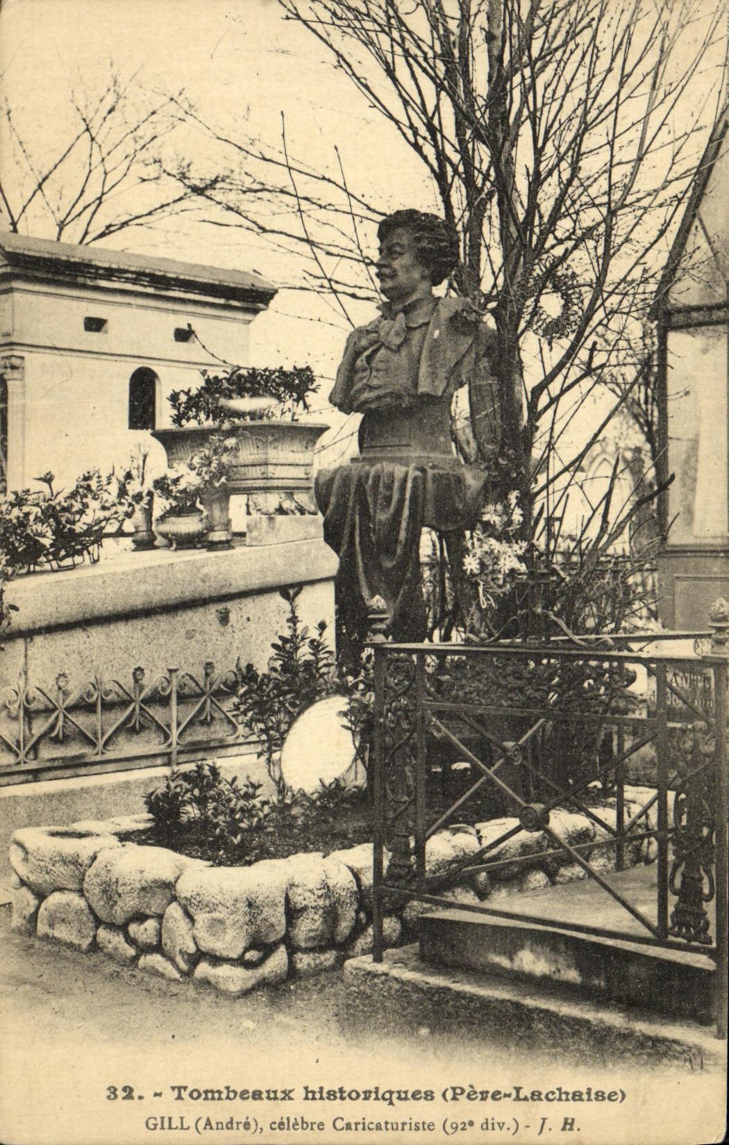 CPA Tombeaux Historiques Gill Celebre caricaturiste Paris Pere Lachaise