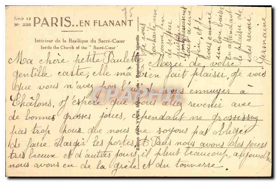 CPA Paris En Flanant Interieur de la Basilique du Sacre Coeur Montmartre — Rückseite