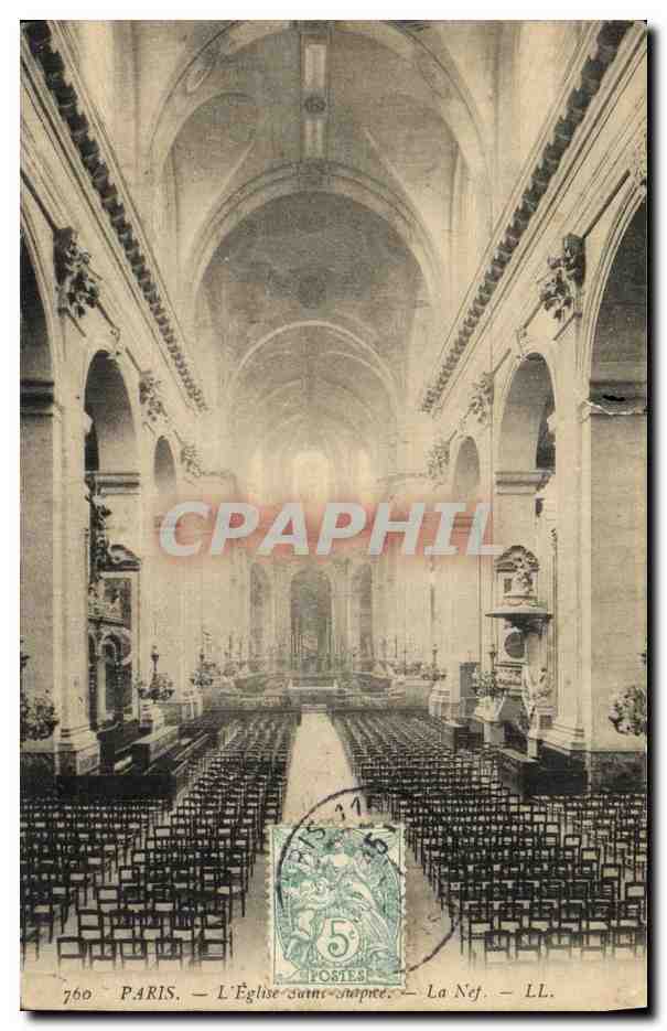 CPA Paris L Eglise Saint Sulpice La nef