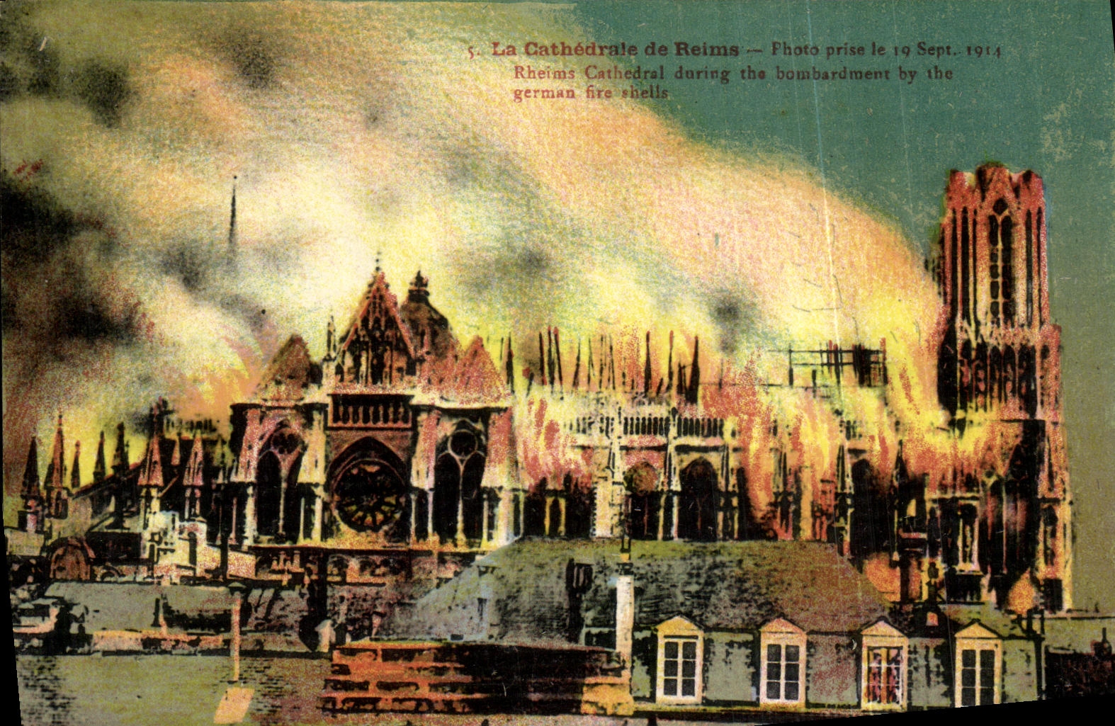 CPA La Cathedrale De Reims Photo Prise le 19 sept 1914 Militaria