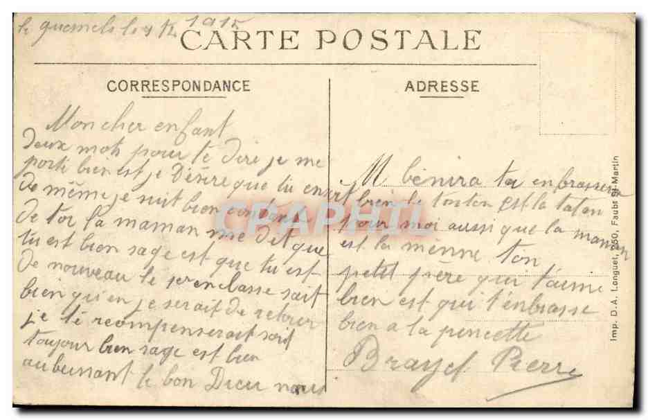 Arvillers (Somme) — Entrée du village — HURET, 5 rue Cavalotti, Paris — Verso