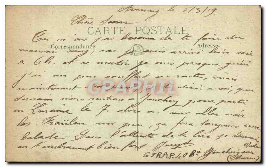 Bouy — Guerre 1914-18 — Après le Passage des Allemands — Verso